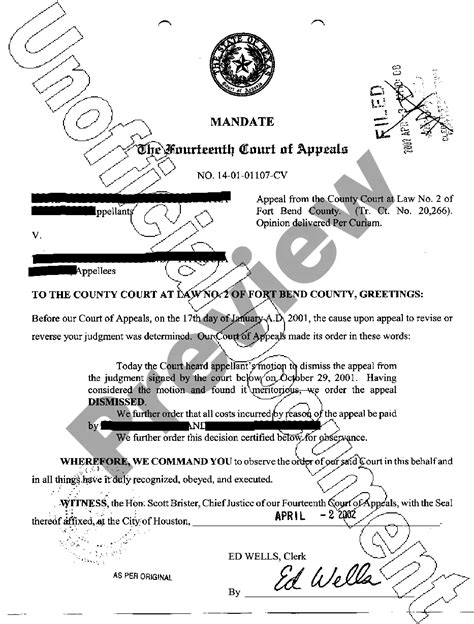 Dismissal Of Appeal Form Texas Form Us Legal Forms