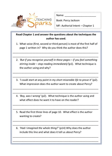 The Lightning Thief Worksheet Engaging Activities For Learning