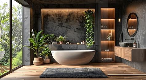 Premium Photo | Stylish modern bathroom interior in dark colors