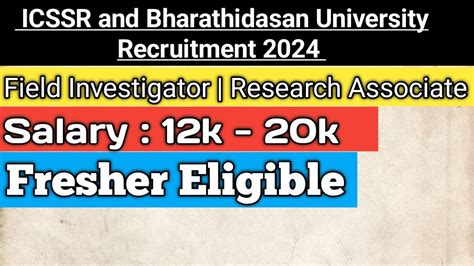 ICSSR Recruitment 2024 Bharathidasan University Vacancy 2024 YouTube