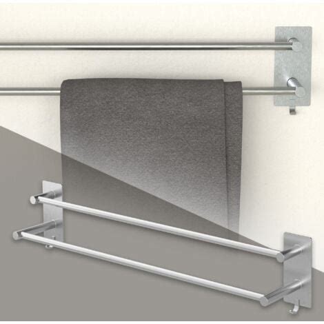 ML Design Portasciugamani Da Bagno Con Adesivo In Acciaio Argento 59 Cm