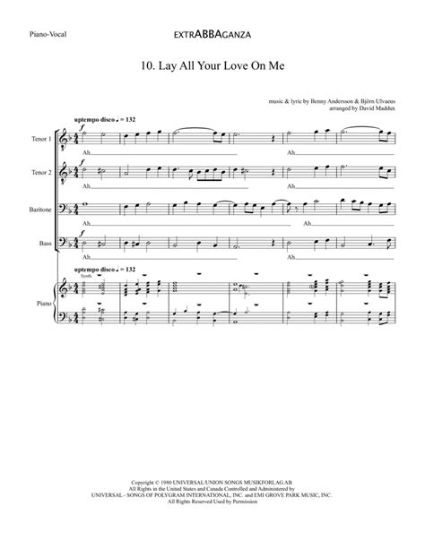 Lay All Your Love On Me By Abba Ttbb Digital Sheet Music Sheet Music Plus