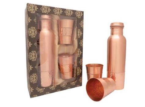 Copper Plain Bottle With Glasses In Gift Box Size Standard At Best