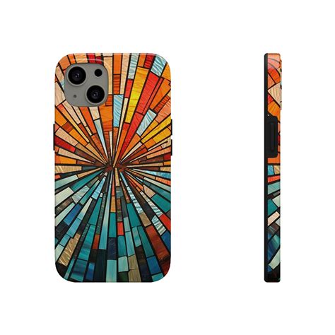 Retro Sunburst Stained Glass Phone Tough Case Iphone Trippy Etsy