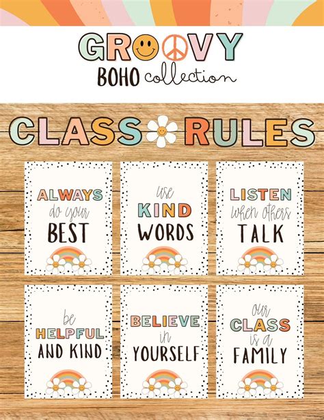 Coole Boho Class Rules Poster Etsy De