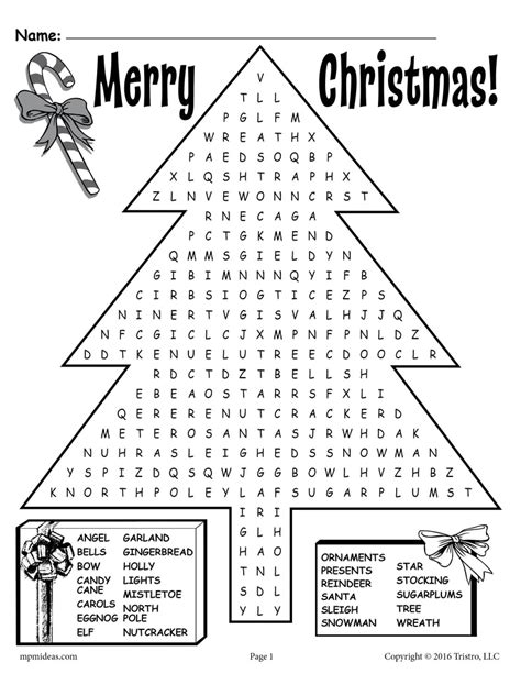 Free Printable Christmas Word Search Supplyme