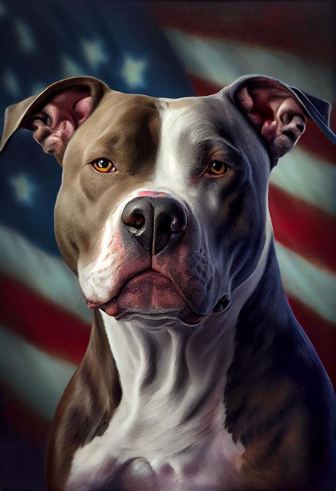 American Pitbull Portrait Mixed Media By Stephen Smith Galleries Fine