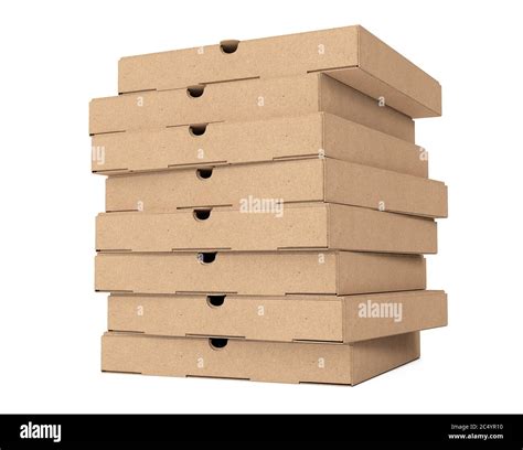 Stack Of Blank Cardboard Pizza Boxes On A White Background D