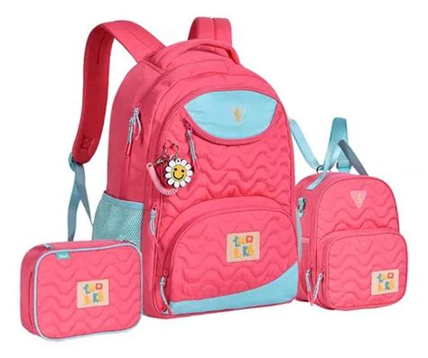 Kit Mochila Escolar Luluca Infantil Feminina Lancheira Estojo Nova