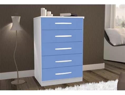 Cajonera Cannes De 5 Cajones Blanco Azul Mpdecor MercadoLibre