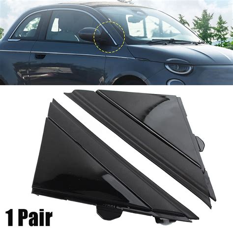 2pcs Door Mirror Flag Cover Moldings Left Right For Fiat 500 2012 19 Gloss Black