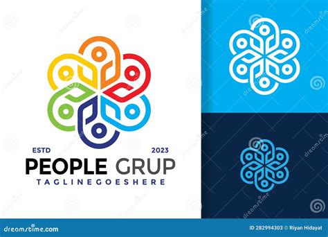 Colorful People Grup Logo Design Vector Symbol Icon Illustration Stock ...