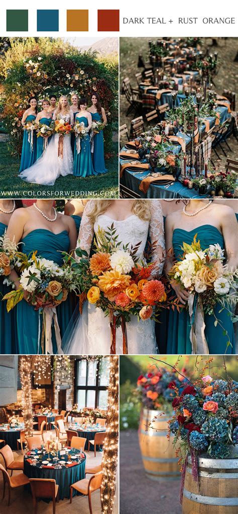 20 Dark Teal And Rust Orange Wedding Color Ideas For Fall