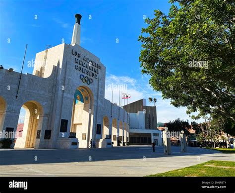 The Los Angeles Memorial Coliseum Stadium In Exposition Park Stock