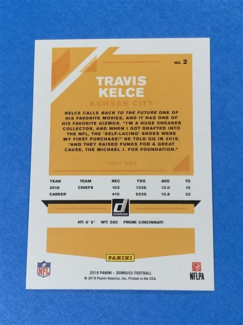 2019 Panini Donruss Travis Kelce 2 Kansas City Chiefs EBay