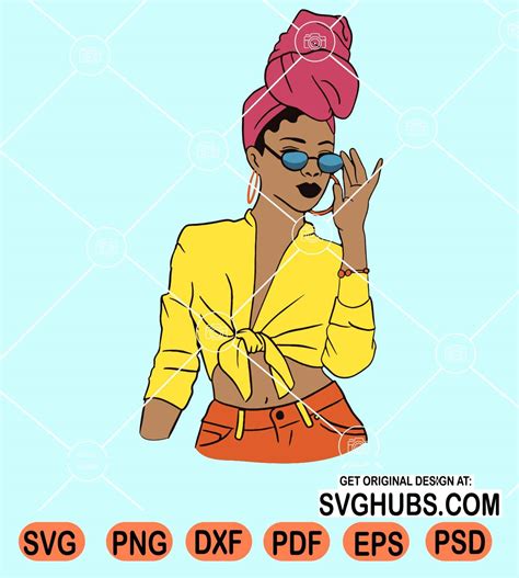 Sexy Black Woman With Turban And Sunglasses Svg African American Svg