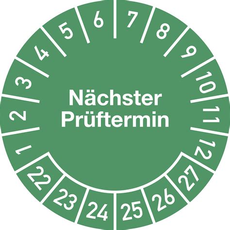 Plakette Nächster Prüftermin 2022 2027 Folie Ø 30 mm 500 Stück