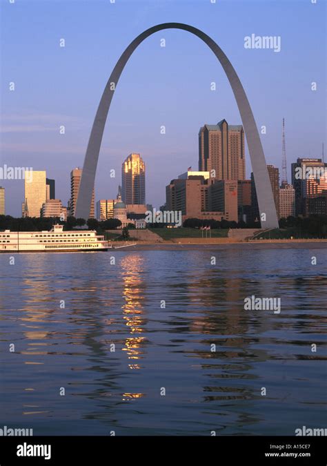 St Louis Missouri Skyline Gateway Arch And Mississippi River View From