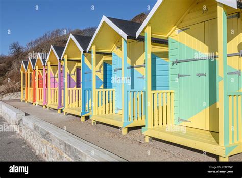 Newly Decorated Beach Huts At Folkestone Kent Stock Photo Alamy