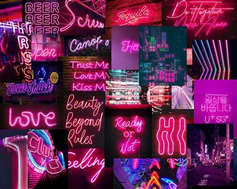 Neon Red Aesthetic Collage Wallpaper Laptop - Fotomuslik