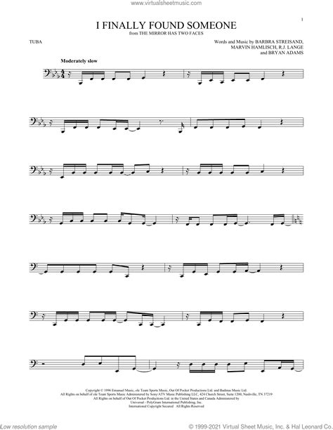 I Finally Found Someone Sheet Music For Tuba Solo Tuba Pdf