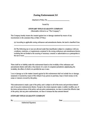 Fillable Online Zoning Endorsement Stewart Fax Email Print Pdffiller