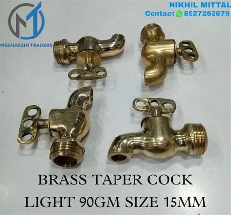 Golden Brass Taper Cock Light 90gm Size 15mm For Bathroom Fitting At