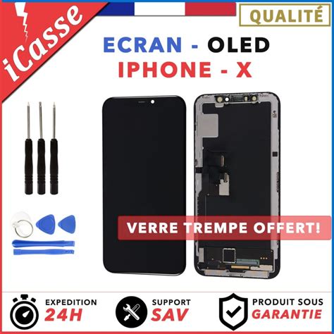 Ecran Iphone X Iphone 10 OLED RETINA OLED VITRE TACTILE SUR CHASSIS