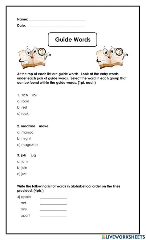 Dictionary Skills Guide Words Worksheet Live Worksheets Worksheets