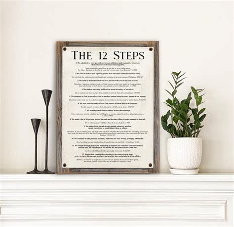 Celebrate Recovery 12 Steps of AA Metal Print on Reclaimed Wood Frame ...