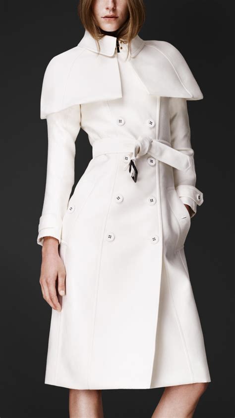 Lyst Burberry Prorsum Double Duchess Caped Trench Coat In White