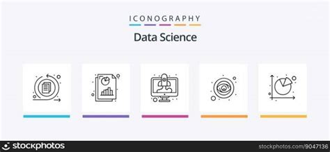 Data Science Blue 5 Icon Pack Including Pie Chart Graph Start Up