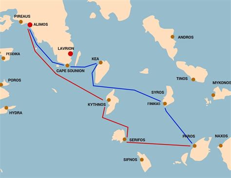 Sailing Route Northern And Middle Cyclades Sail Greece Yacht Charters