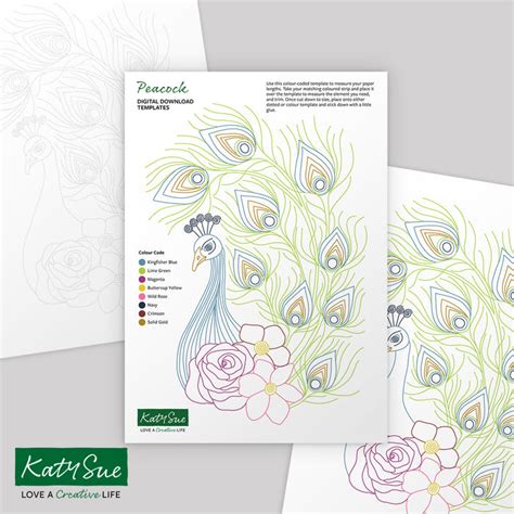 Peacock Digital Quilling Template — Katy Sue Designs