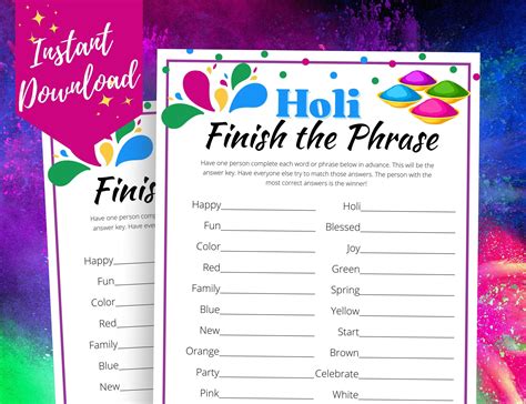 Holi finish the phrase game fun holi festival game for groups kids ...