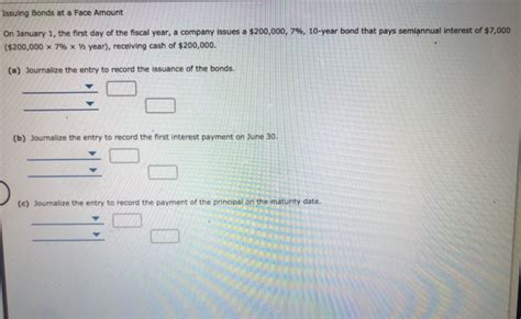 Solved Issuing Bonds At A Face Amount On January The Chegg