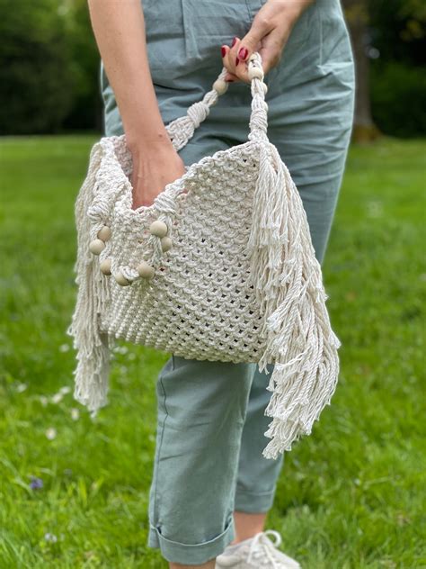 Pdf Pattern Macrame Bag Diy Macrame Boho Purse Handbag Etsy