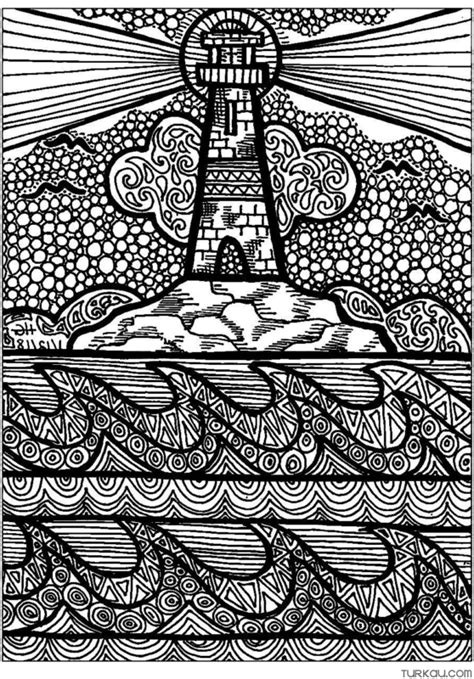 Zentangle Lighthouse Coloring Page Turkau