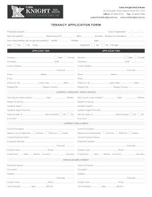Fillable Online Brental Application Formb Colin Knight Fax Email