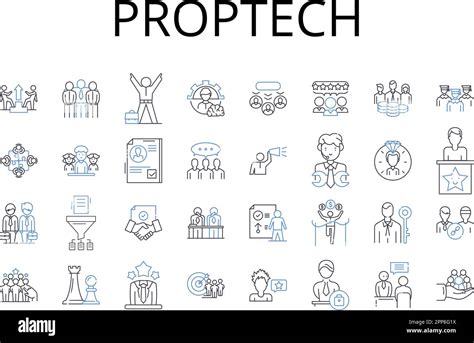 Proptech Line Icons Collection Property Technology Real Estate Tech