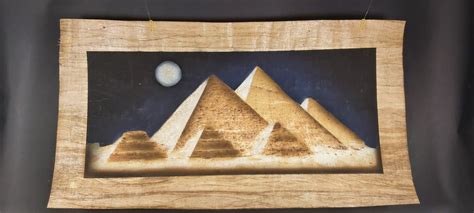 Egyptian Papyrus Handmade Painting Pyramids Painting Egyptian Papyrus