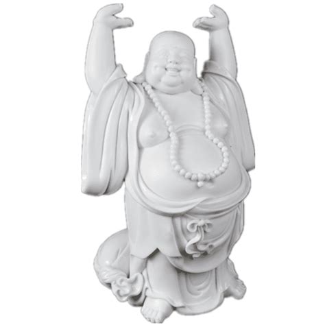 China China Religion Sculpture Life Size Marble White Laughing Buddha