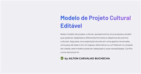 Modelo De Projeto Cultural Edit Vel