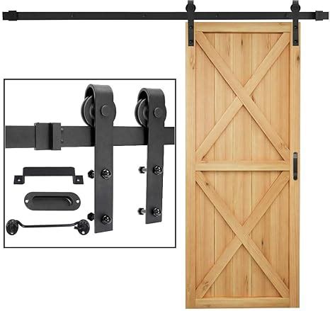 Signstek Ft Black Steel Slide Sliding Barn Door Hardware Kit Rustic