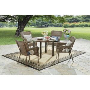 Better Homes Gardens Camrose Farmhouse Outdoor Steel Slat Round Table