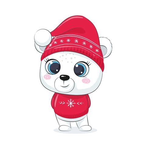 Lindo Oso Polar Dise O De Feliz Navidad Vector En Vecteezy