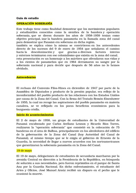 Guia de estudio relaciones de panamá con los estados unidos Guia de