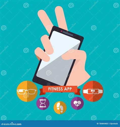 Fitness App Technology Icons Stock Vector Illustration Of Screen Electronic 78484460