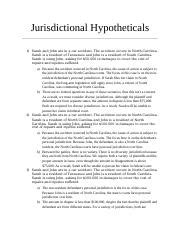 Jurisdictional Hypotheticals Docx Jurisdictional Hypotheticals