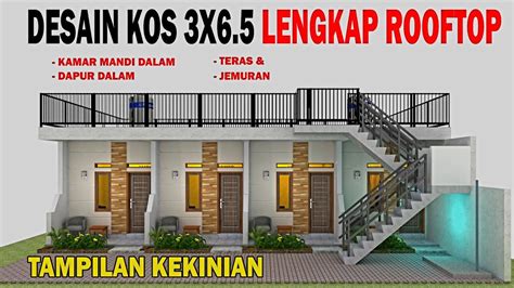 DESAIN KOS KOSAN 3 X 6 5 M ADA ROOFTOP Kamar Mandi Dalam Dapur